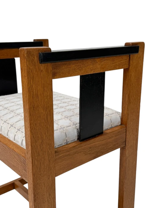 1920s Art Deco Modernist Stool by Jan Brunott, Oak & Velvet
